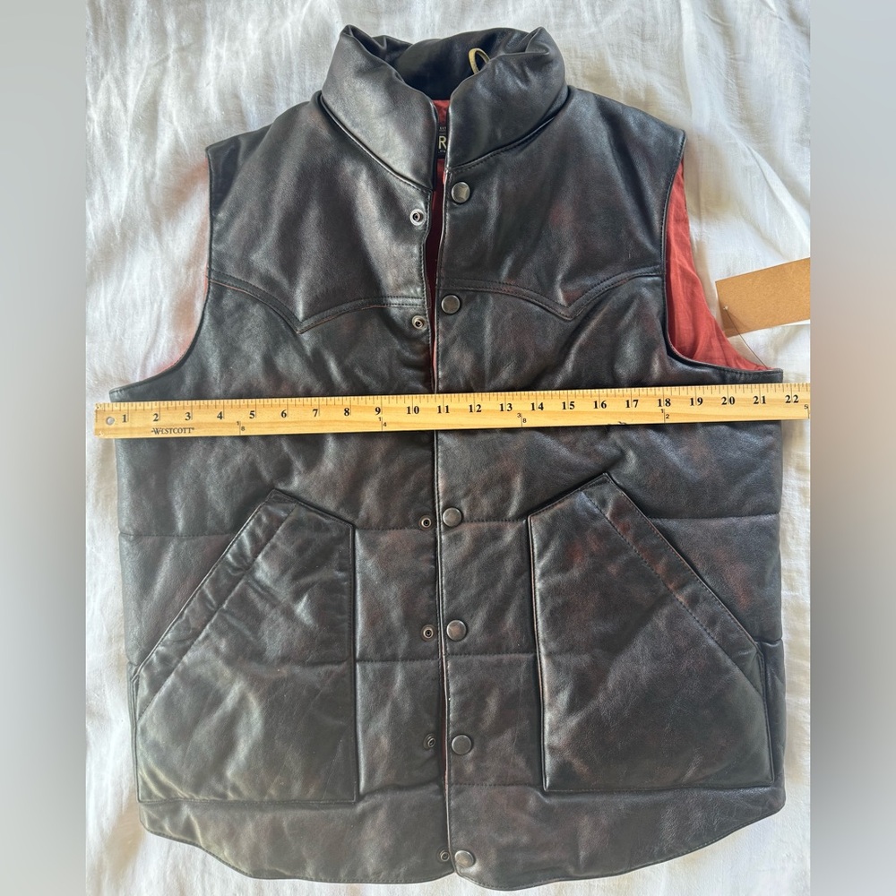 RRL Ralph Lauren Double RL Very Rare Western Quilted Leather Vest - Picture 10 of 11